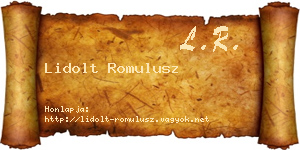 Lidolt Romulusz névjegykártya